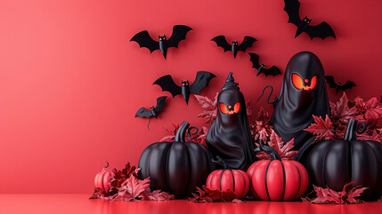 Black and red halloween pumpkin copyspace background