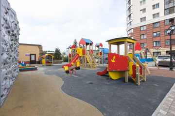 Naklejka premium children's playground on the territory of an apartment building