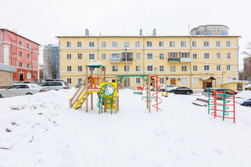 children's playground on the territory of an apartment building