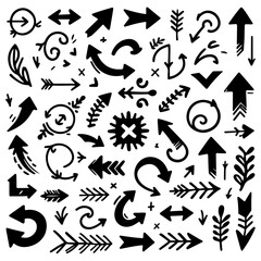 abstract Hand drawn arrow icon illustration collection. Arrow mark icons. Arrow paint - stock vector .Set simple arrows isolated on white background. 