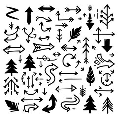 abstract Hand drawn arrow icon illustration collection. Arrow mark icons. Arrow paint - stock vector .Set simple arrows isolated on white background. 