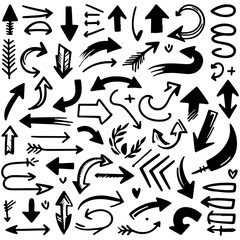 abstract Hand drawn arrow icon illustration collection. Arrow mark icons. Arrow paint - stock vector .Set simple arrows isolated on white background. 