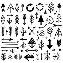 abstract Hand drawn arrow icon illustration collection. Arrow mark icons. Arrow paint - stock vector .Set simple arrows isolated on white background. 