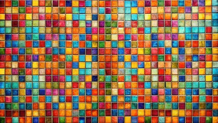 Fototapeta premium Vibrant mosaic tile texture featuring vivid colors