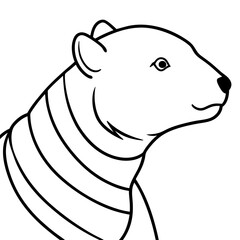 A polar bear in profile, wearing a scarf, using bold yet simple lines for features vector