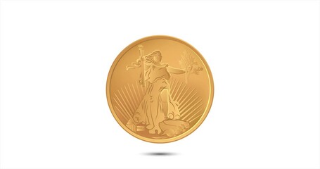United States Gold Coin Saint-Gaudens double eagle. Antique 20 dollar double eagle gold coin of USA appear on the screen with a captivating style. Animated vector coin. Money animation.