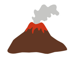 Illustration of a smoking volcano erupting