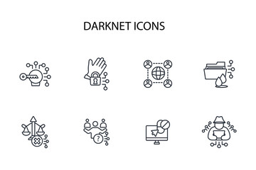 Dark web icon set.vector.Editable stroke.linear style sign for use web design,logo.Symbol illustration.