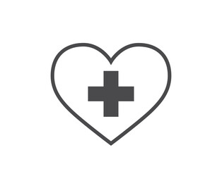 Obraz premium Medical and healthcare icon. Heart with cross. Therapy and treatment symbols. Isolated vector image in simple style