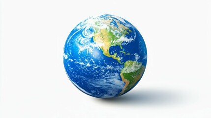 Obraz premium A detailed 3D model of the Earth with a white background.