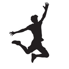 Silhouette of a person jumping in the air vector on a white background