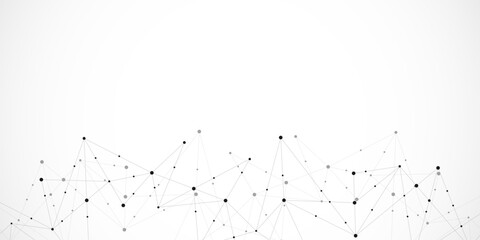 Vector illustration of minimalistic design with connecting the dots and lines. Abstract geometric background of science and technology concept © Kingline