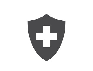 Fototapeta premium Medical shield icon. Healthcare and health protection symbols. Isolated vector image in simple style