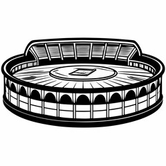 Stylized Black and White Ice Rink Illustration for Winter Sports Concept