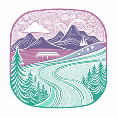 Naklejka premium Breathtaking Snowy Ski Slopes with Modern Lift Against Majestic Mountain Backdrop