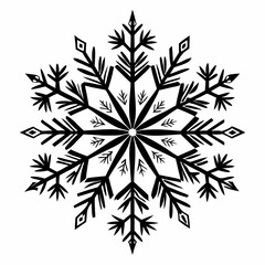 Intricate Snowflake Pattern in Black and White Geometric Design