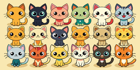 Editable Vector illustration of  adorable cats