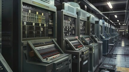 Naklejka premium Vintage Computer Room