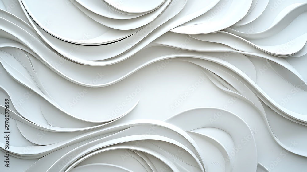 Poster smooth, white curved lines form an elegant and minimalist abstract scene.