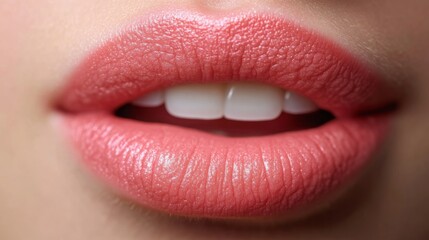 Obraz premium Lip Botox injections concept. Young woman getting beauty injection in her lips, doctors hand in gloves holding syringe with filler next to woman mouth. Banner background beauty procedure design