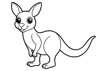 A kangaroo stands vector line art illustration