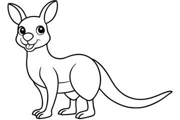 A kangaroo stands vector line art illustration