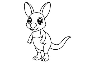 A kangaroo stands vector line art illustration
