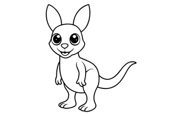 A kangaroo stands vector line art illustration