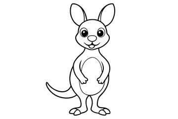 A kangaroo stands vector line art illustration