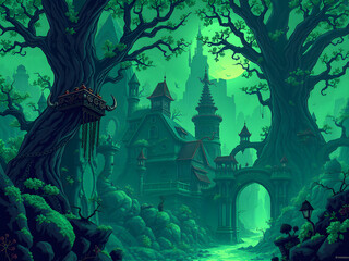 spooky halloween landscape