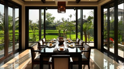 Dining Room with Rice Paddy View