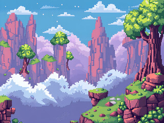 landscape with trees and clouds