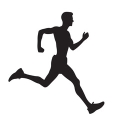 Silhouette of a runner in mid-stride vector on a white background