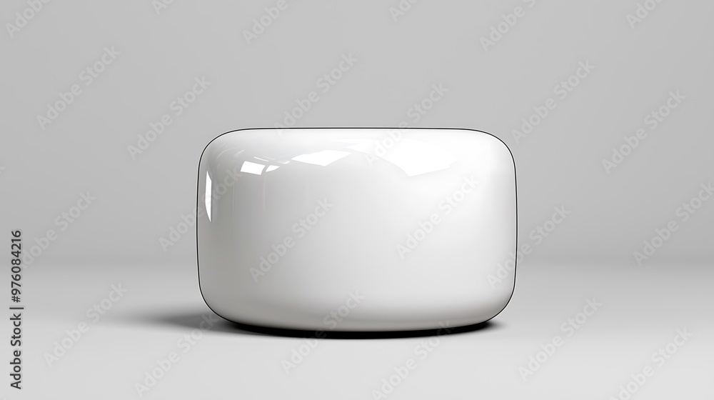 Poster a rounded white cube product stand serves as a minimalist mockup display.