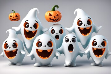 halloween pumpkins with halloween ghosts