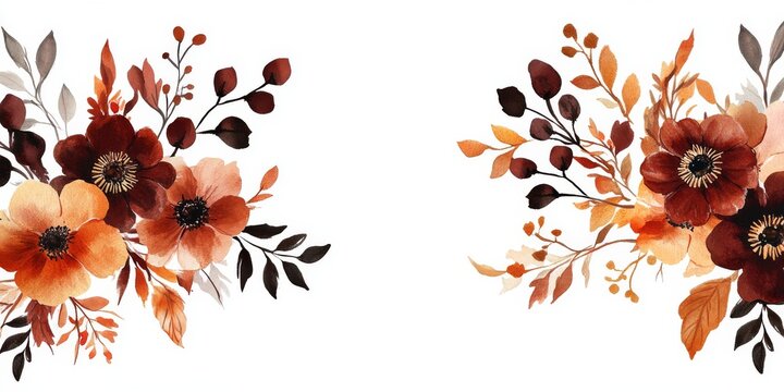 This stunning autumn floral wreath features fall flowers, colorful leaves, and wildflowers, perfect for invitations or elegant floral card designs that capture the seasons essence