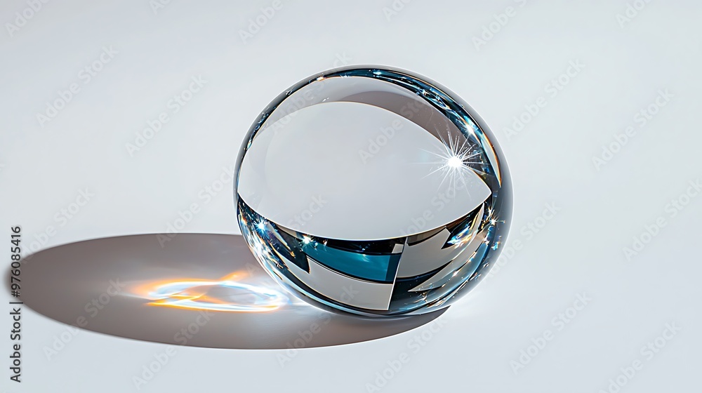 Poster a glass sphere refracts light into colorful patterns, creating a magical effect.