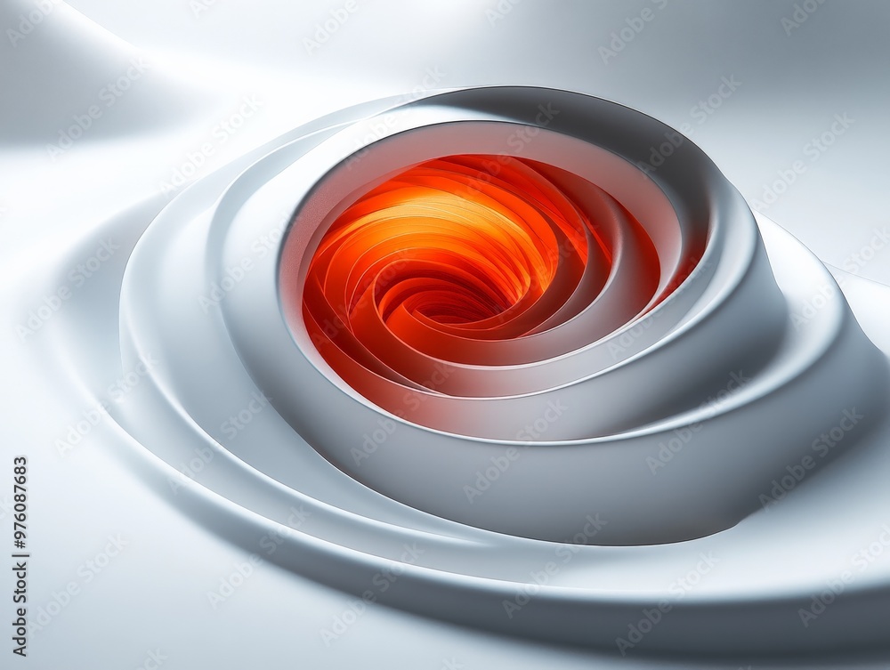 Aufkleber an elegant abstract image featuring a red swirl emerging from smooth white layers, representing flui