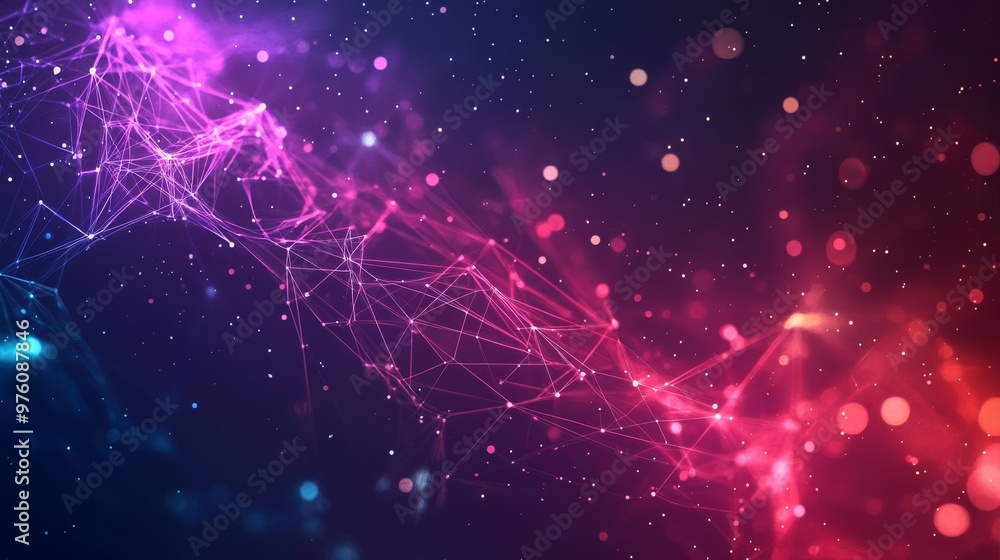 Poster this vibrant digital background features dynamic lines and bokeh effects, ideal for modern tech proj