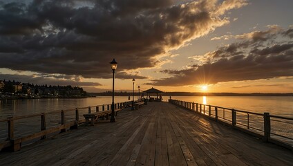Everett Waterfront Dock at sunset.