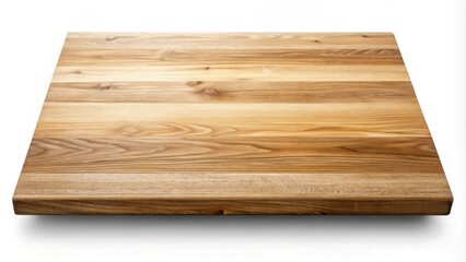 Top view of a clean wooden table surface on white background with clipping path included