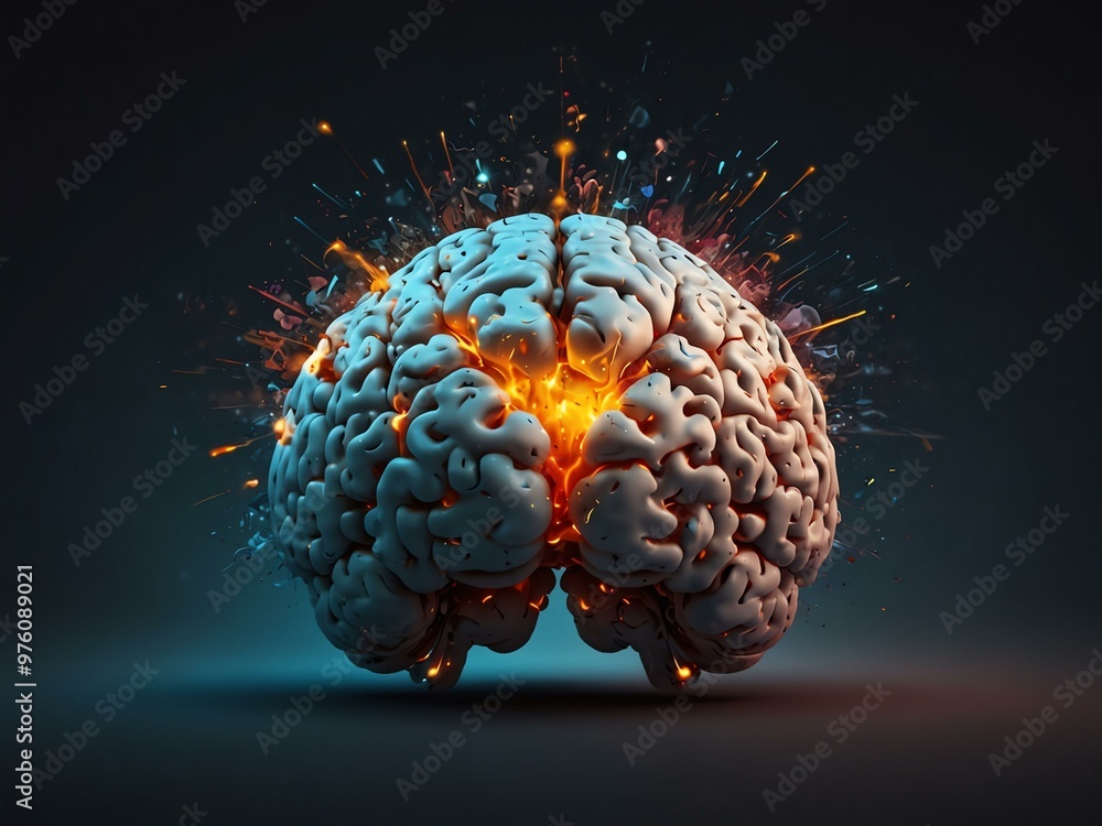 Aufkleber exploding brain filled with knowledge.