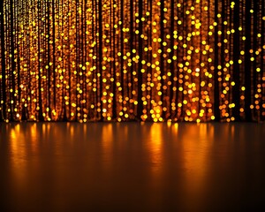 Naklejka premium A sparkling backdrop of golden lights creates a warm and festive atmosphere, perfect for celebrations and events.