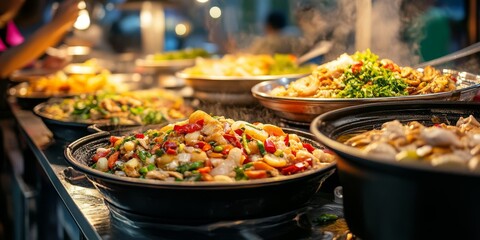 Obraz premium Thai Night Market with a Khanom Buang