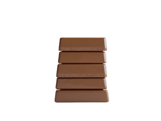Milk chocolate bars stacked, isolated on white background. PNG transparent.