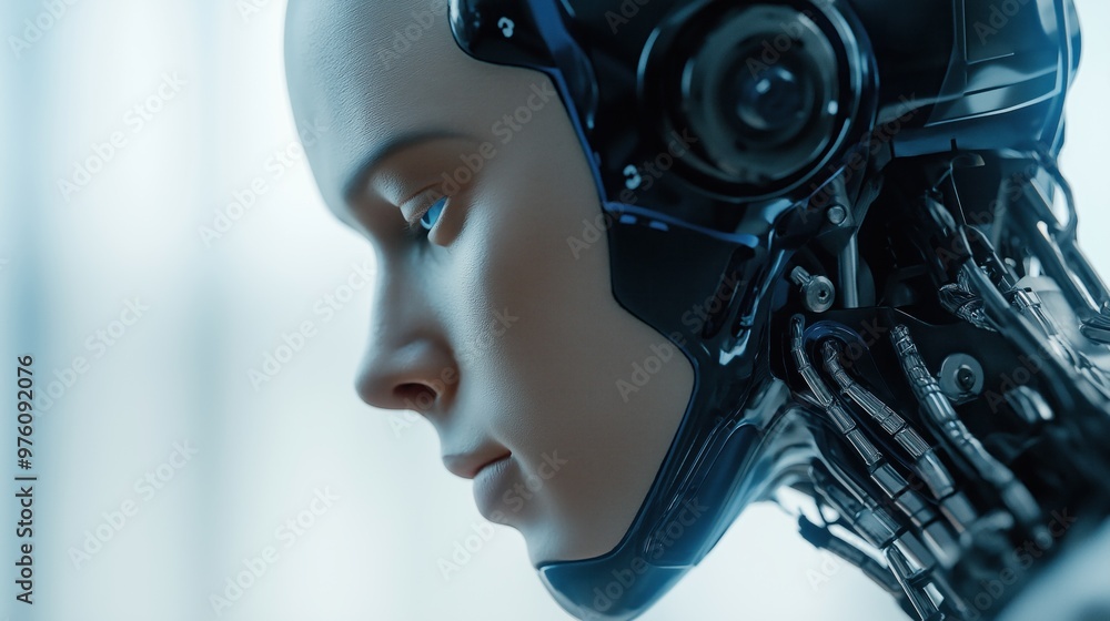 Poster the humanoid robot displays a remarkable blend of artificial intelligence and engineering, featuring