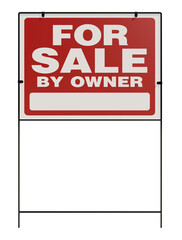 Fototapeta premium For Sale By Owner Real Estate Yard Sign Isolated. Transparent PNG.