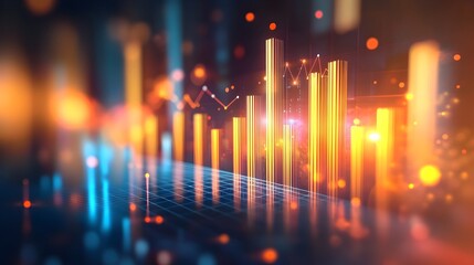 Fototapeta premium Upward Trending 3D Bar Graph Symbolizing Financial Success and Growth