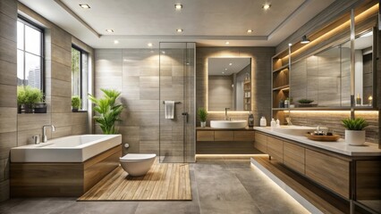Modern bathroom interior with sleek design and luxury fixtures