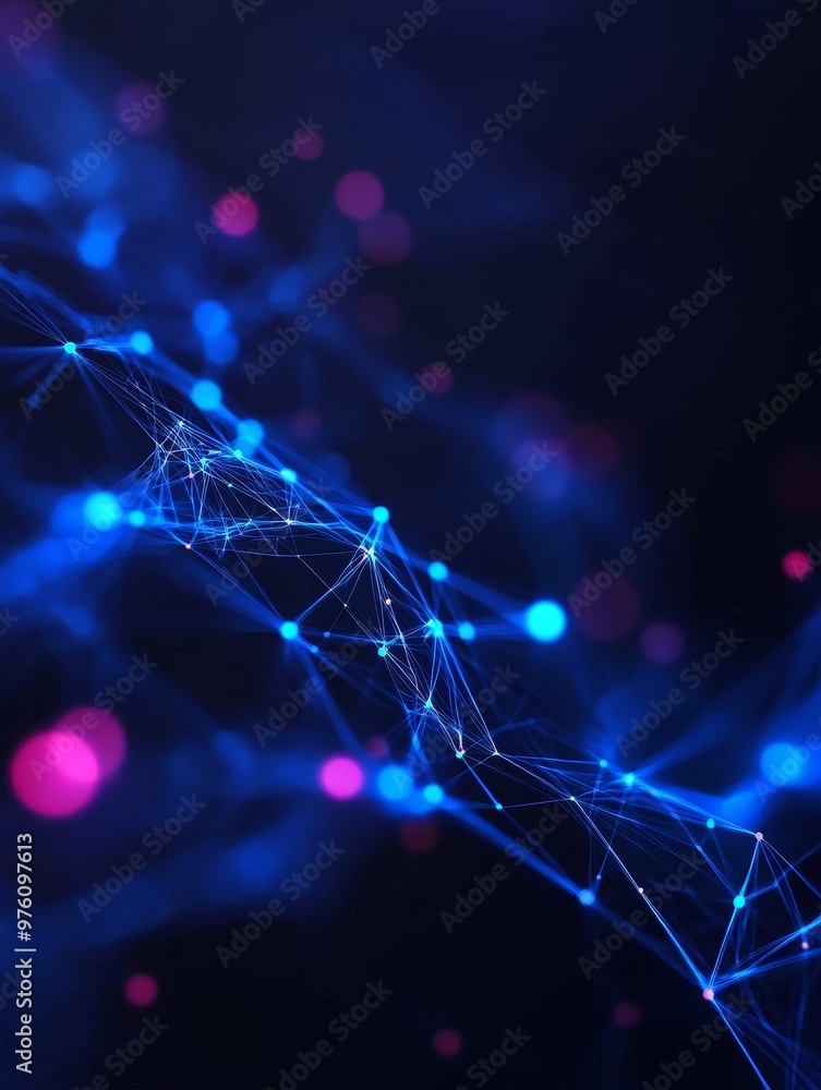 Aufkleber global blockchain network structure abstract digital art, representing a network of nodes and connec
